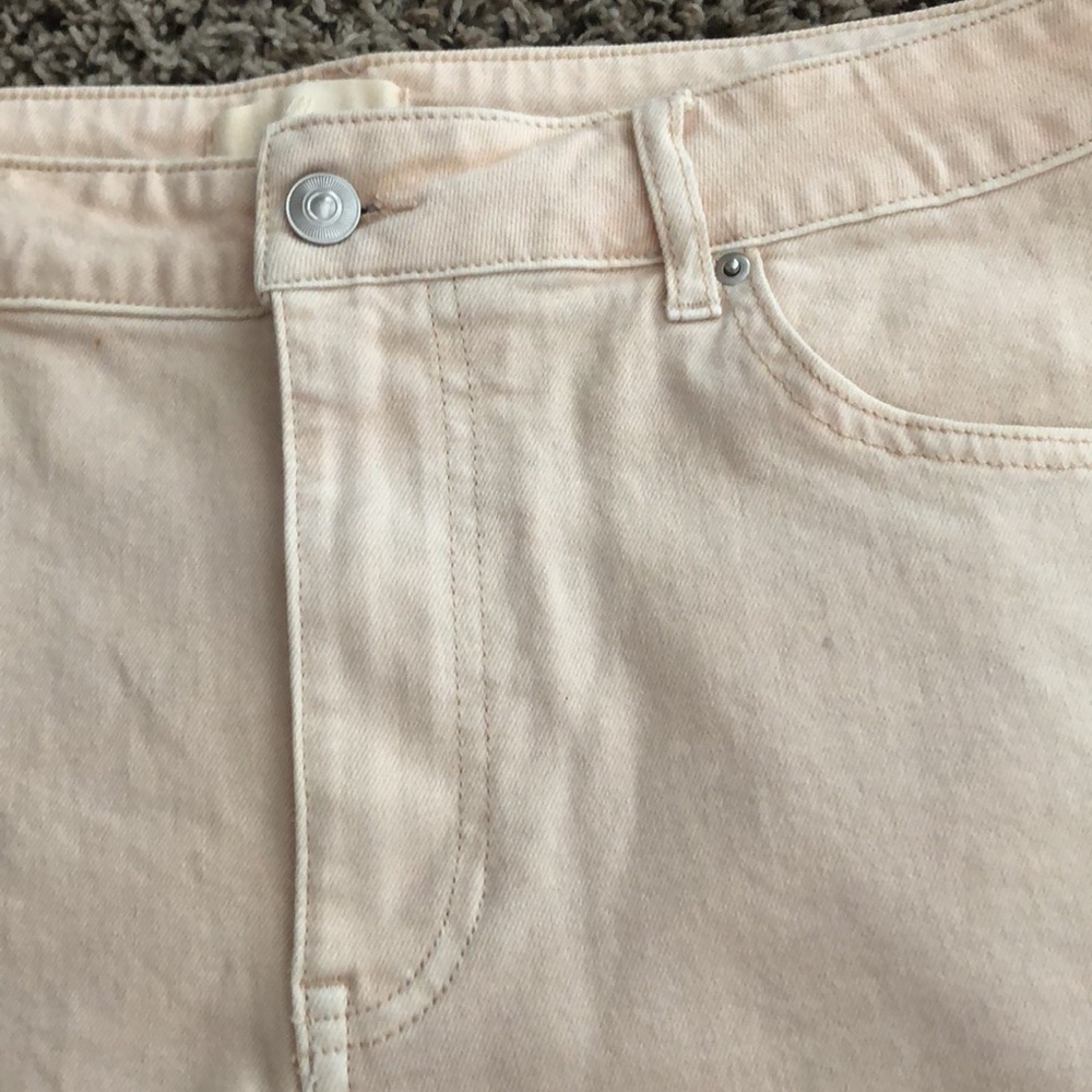 H&M Jean Shorts High Waist SZ 10 Cream Beige Tan - Picture 3 of 9